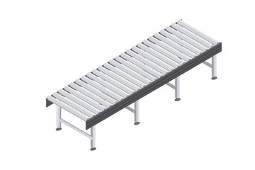 Conveyor rollers for a process line. Vector illustration isometric.