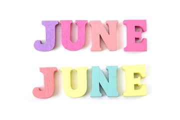 colorful june alphabet letter isolated on white background background