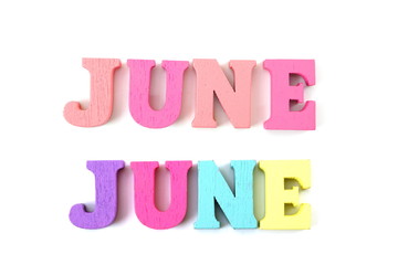 colorful june alphabet letter isolated on white background background