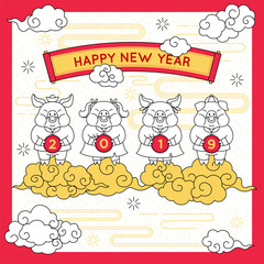 year of the pic greeting card comic style