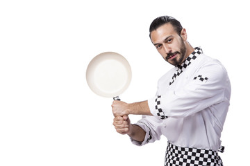 Funny male cook isolated on the white background