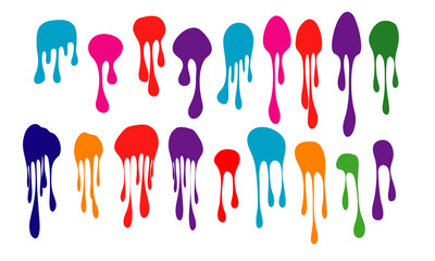 set of color paint,ink,blood,liquid drip set background illustration