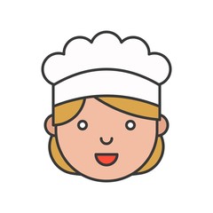 Cute chef head filled outline icon, editable stroke