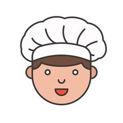 Cute chef head filled outline icon, editable stroke