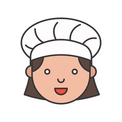 Cute chef head filled outline icon, editable stroke