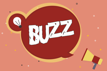 Obraz premium Word writing text Buzz. Business concept for Move quickly Atmosphere of excitement and activity Rumor Telephone call.