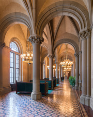 State Senate lounge and corridor inside the historic New York State Capitol in Albany