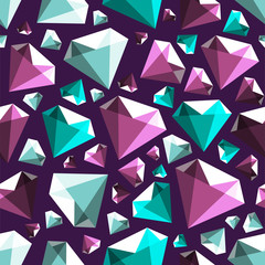 Low poly gem diamond seamless vector pattern