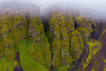 Green cave and fog