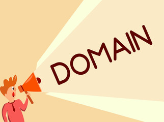 Writing note showing Domain. Business photo showcasing distinct subset of Internet with addresses sharing common suffix.