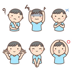  いろいろな表情の幼児男の子