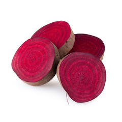 beetroot and beetroot slices isolated on white background with clipping path