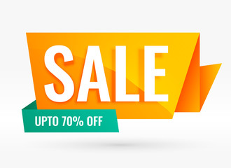 bright creative origami style sale banner