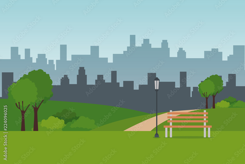 Sticker park landscape scene icon