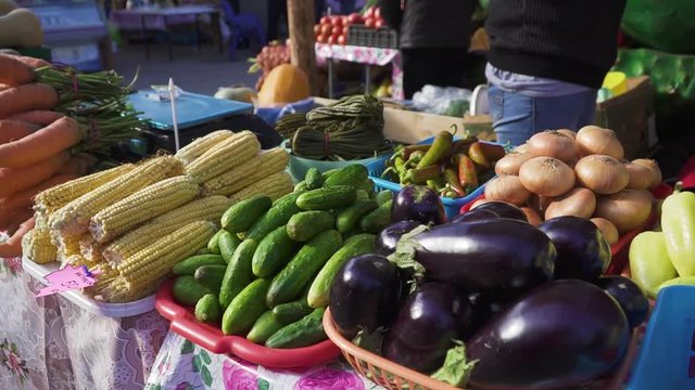 selling vegetables in the market