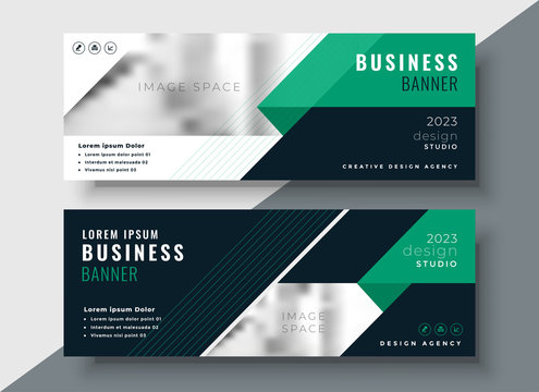 green abstract business banner design template