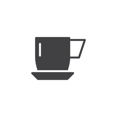 Coffee mug vector icon. filled flat sign for mobile concept and web design. Tea cup and saucer simple solid icon. Symbol, logo illustration. Pixel perfect vector graphics