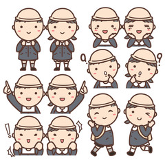 Fototapeta premium こども園児男の子女の子の喜怒哀楽