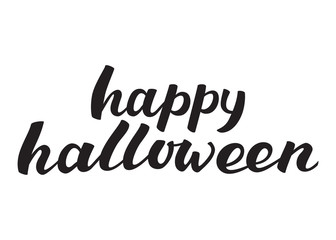 Happy Halloween Lettering. Isolated Hand Lettering on White Background.