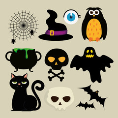 happy halloween celebration set icons