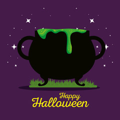 halloween card with cauldron