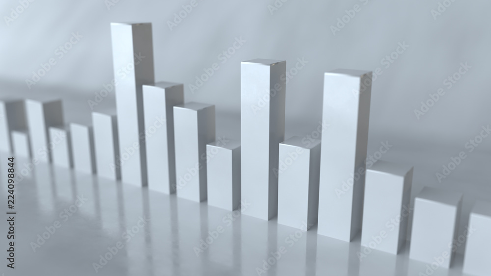 Poster white bars of spectrum analyzer 3d rendering