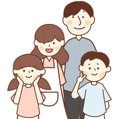  家族-お父さんとお母さんと男の子と女の子