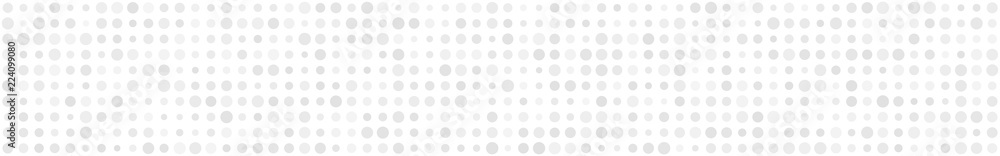 Wall mural abstract horizontal banner or background of small circles or pixels of different sizes in white colo