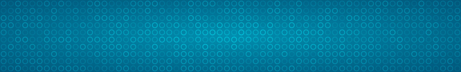 Abstract horizontal banner or background of small rings in light blue colors.