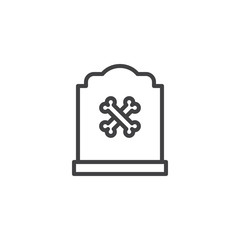 Tombstone with crossed bones outline icon. linear style sign for mobile concept and web design. Gravestone simple line vector icon. Symbol, logo illustration. Pixel perfect vector graphics