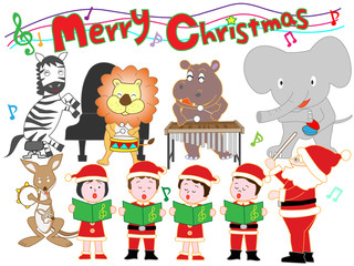 Obraz na płótnie Canvas 動物と子供たちのクリスマスコンサート