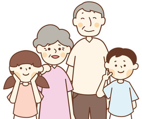  男の子女の子とおじいさんおばあさん