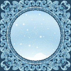 carved frame of ice for picture or photo