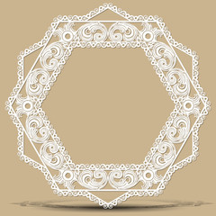 carved vintage frame made of paper photo with shadow