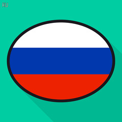 Fototapeta premium Russia flag speech bubble, social media communication sign, flat business oval icon.