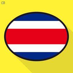 Costa Rica flag speech bubble, social media communication sign, flat business oval icon.