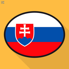 Slovakia flag speech bubble, social media communication sign, flat business oval icon.