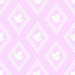 seamless geometric abstract pattern with floral motive rhombus and leave