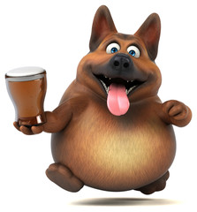 Naklejka premium Fun german shepherd dog - 3D Illustration