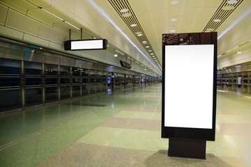 Blank billboard mock up of subway for text message or content.