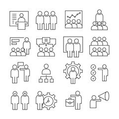 Fototapeta premium business management icons outline on white background