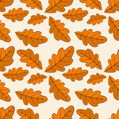 Seamless pattern with autumn oak leaves. 