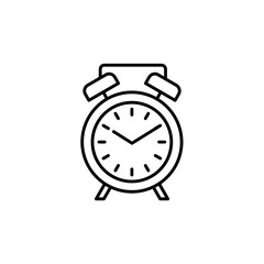 Desk alarm clock. Line vector icon. Reminder & countdown timer