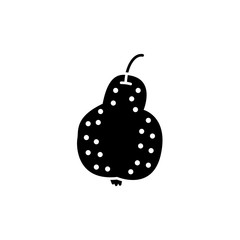 Black & white vector illustration of pear. Flat icon of fresh fruit. Vegan & vegetarian food. Health eating ingredient. Isolated object