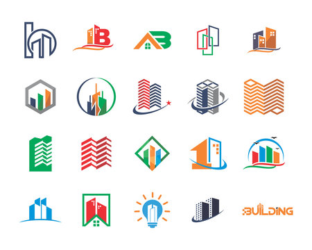 variation mixed skyscraper building image vector icon logo symbol set