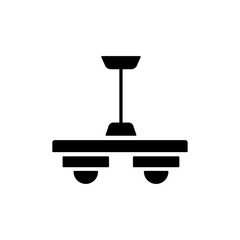 Vector illustration of modern ceiling lamp. Flat icon of 2 lights chandelier. Home & office lighting. Isolated on white background.