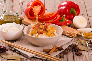 Red thai curry.