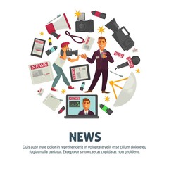 News people working in mass media field vector