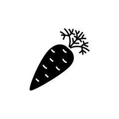 Carrot root with leaves. Flat vector icon. Organic vegan food