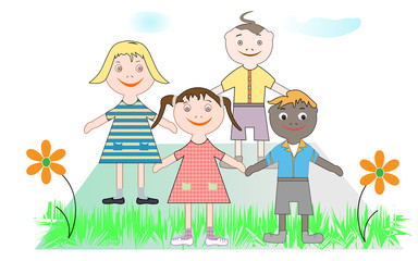 vector illustration. Group of children